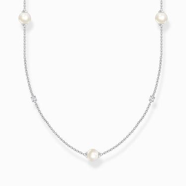 Thomas Sabo Kette Perlen mit weißen Steinen silber 925 Sterlingsilber Süßwasserzuchtperle Zirkonia